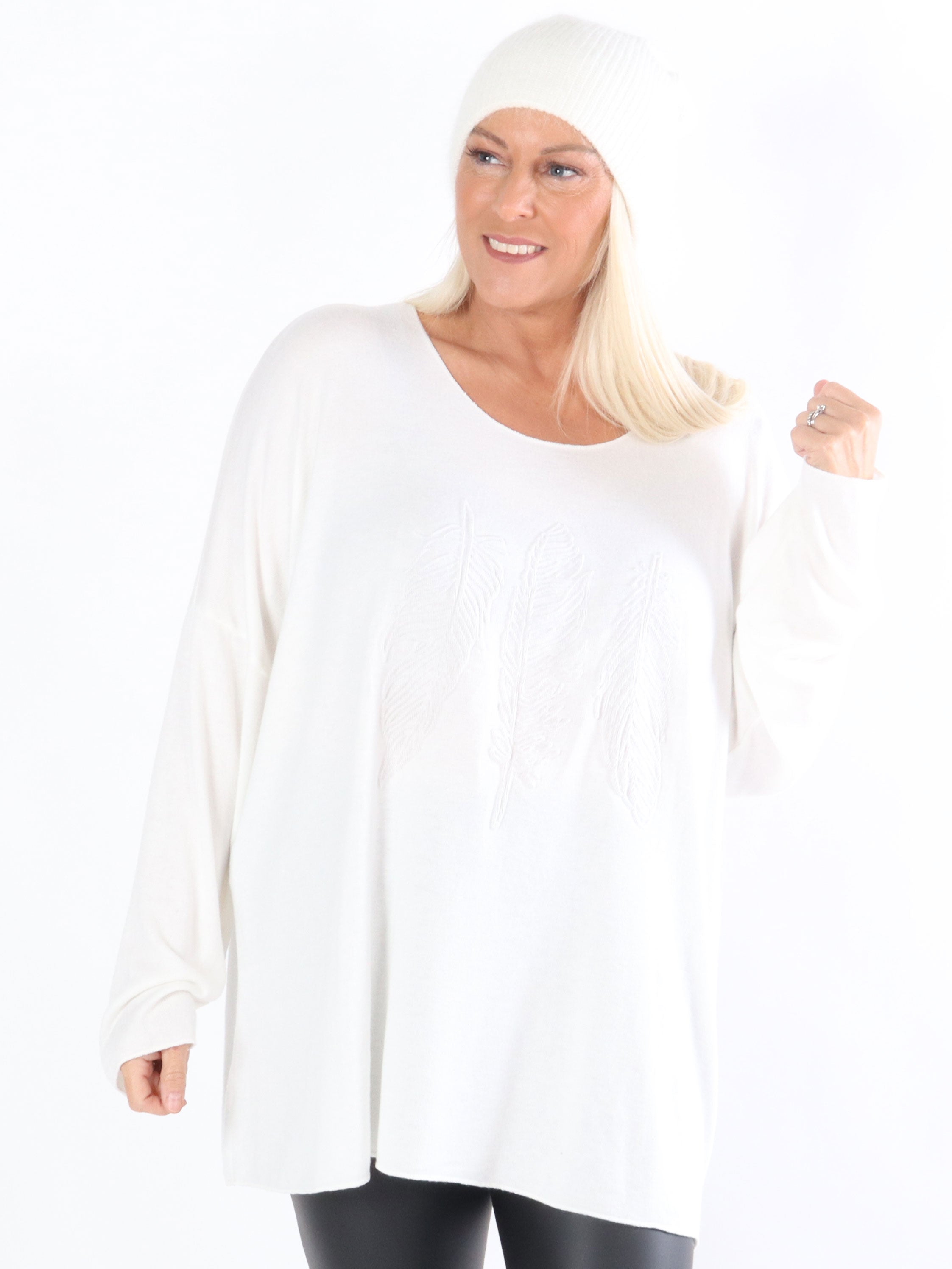 Fiona - Mjuk stickad blus med fjädermotiv